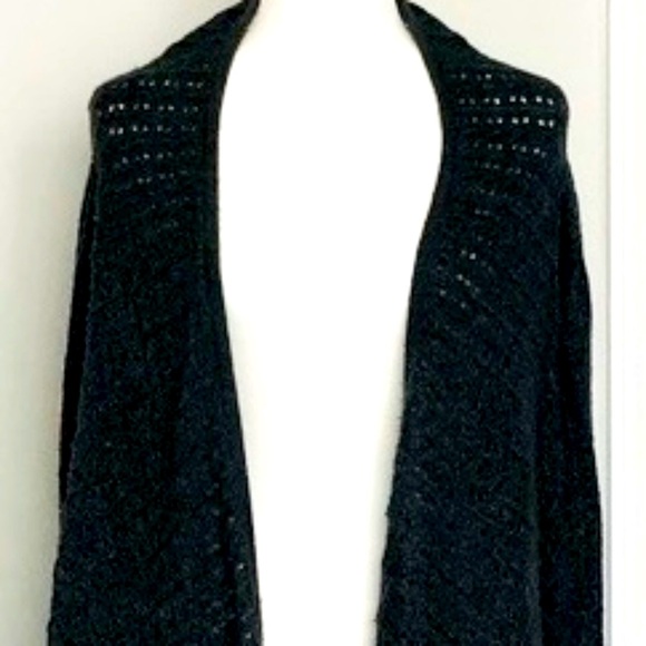 Long Sleeve Poncho/Cape-Like Charcoal Grey Cardigan Sweater - Large - Picture 10 of 13